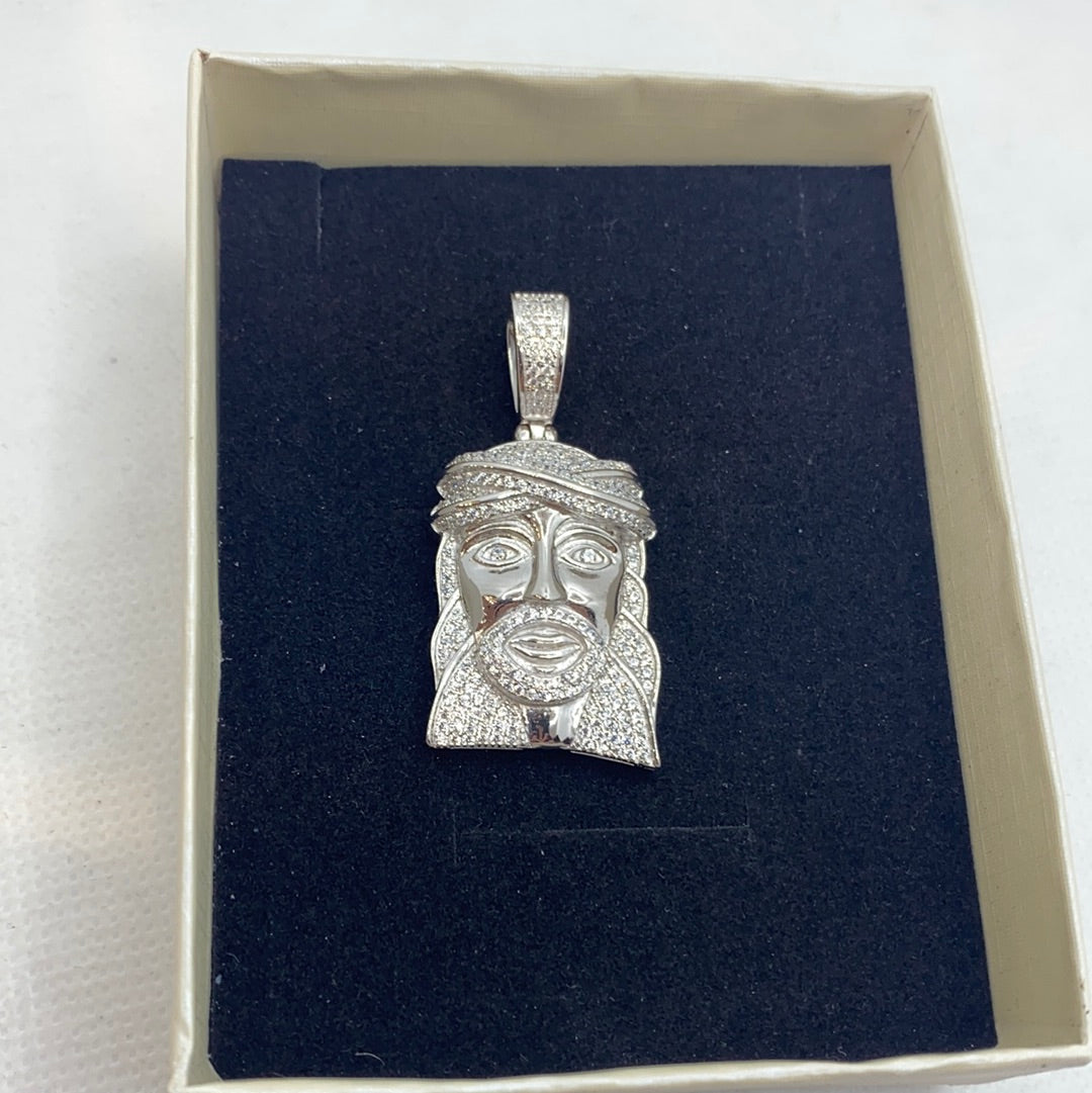 Pendentif visage de Jésus en argent sterling