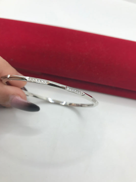 Real silver CZ stone bangle