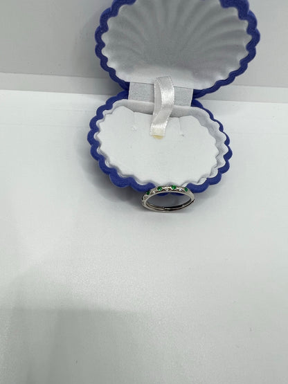 Bague en argent véritable avec pierres de couleur