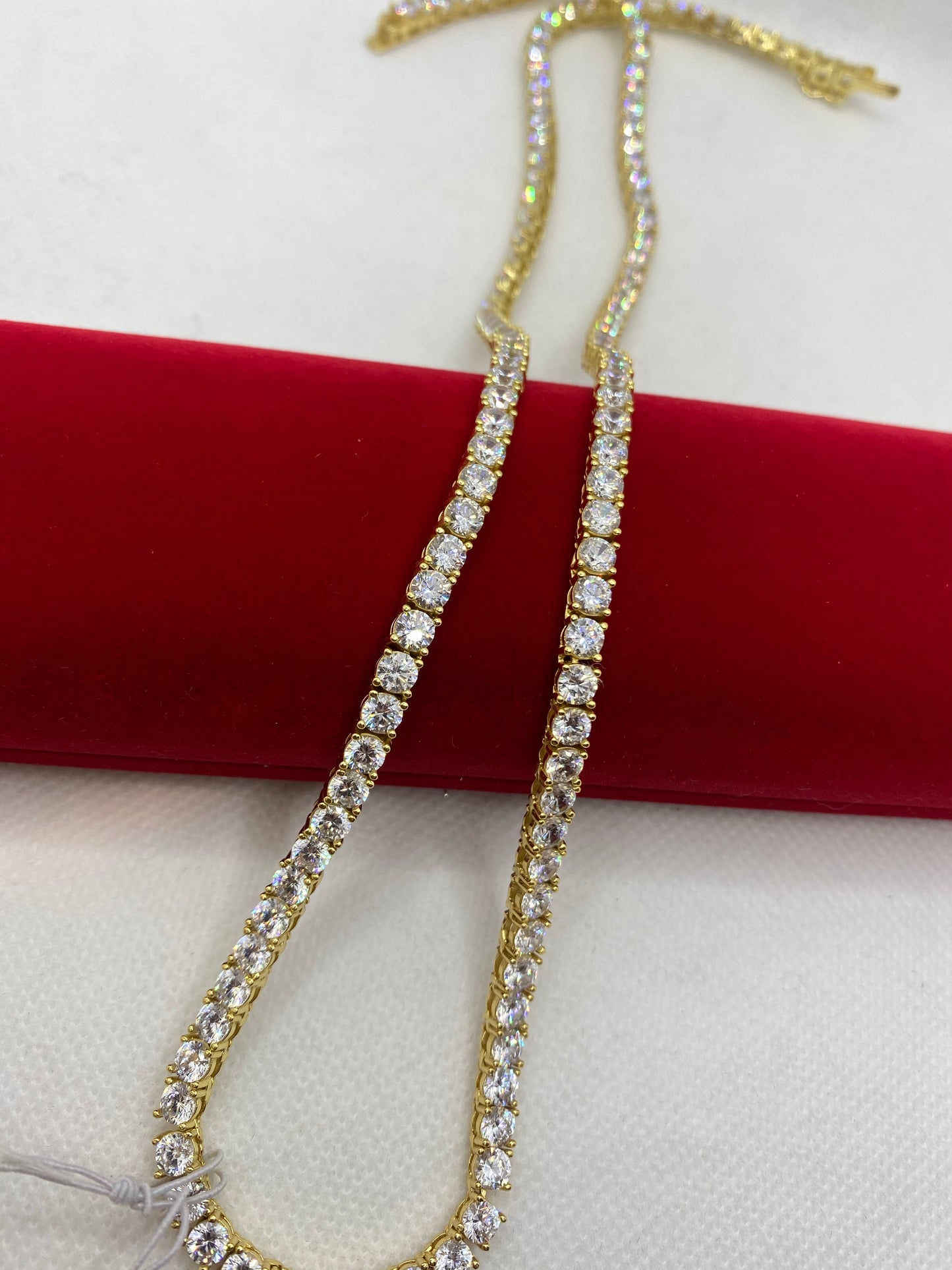 Real silver tennis chain(Gold plated)