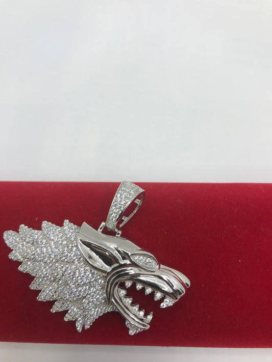 Sterling silver wolf  pendant