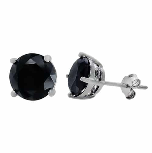 Sterling silver round black stone stud