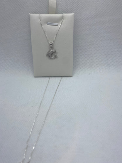 Collier dauphin en argent véritable