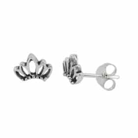 Real silver crown shape earrings