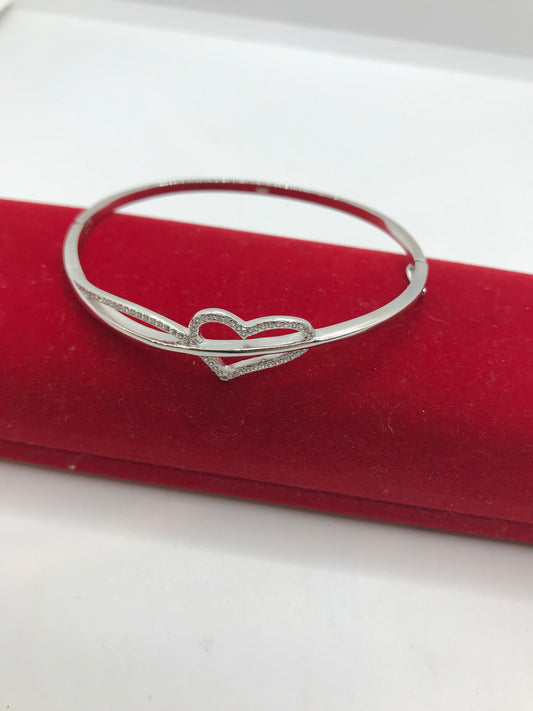 Bracelet jonc en argent sterling avec cœur ❤️