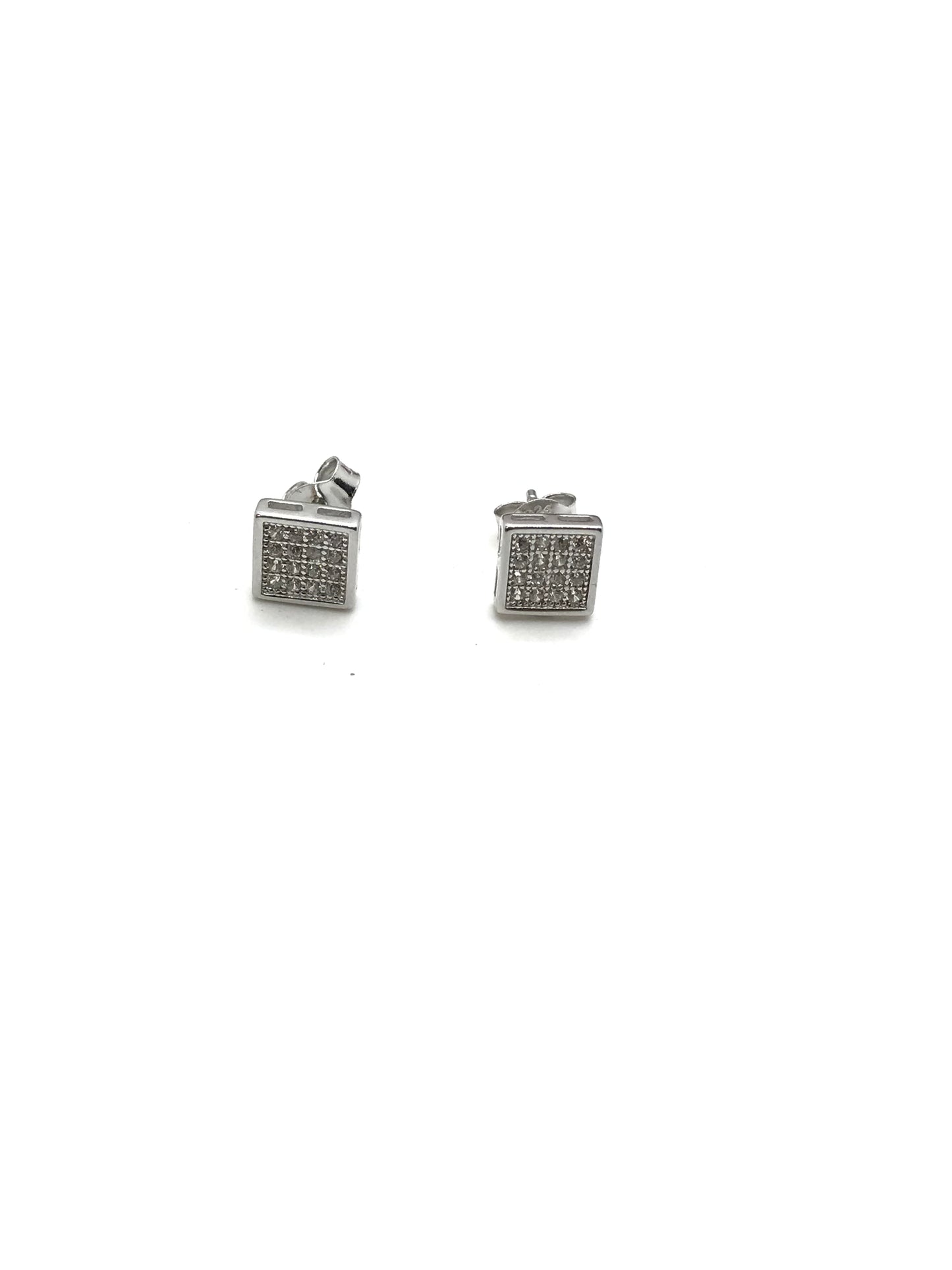 Clous d'oreilles carrés en argent sterling avec pierre cz