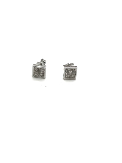 Clous d'oreilles carrés en argent sterling avec pierre cz
