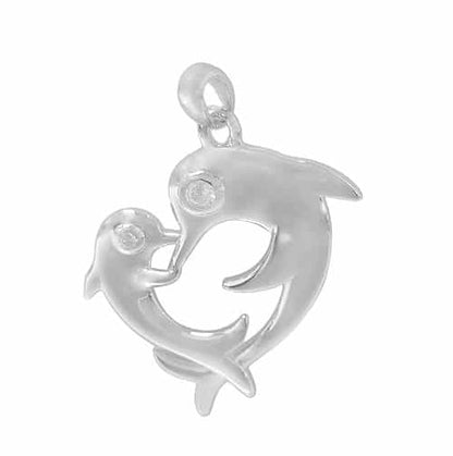 Pendentif double dauphin en argent véritable