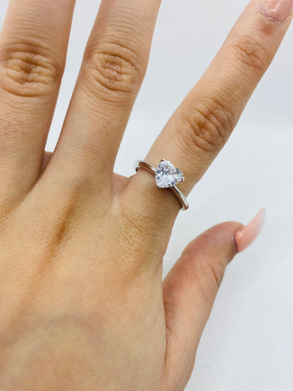 Bague en argent véritable avec cœur