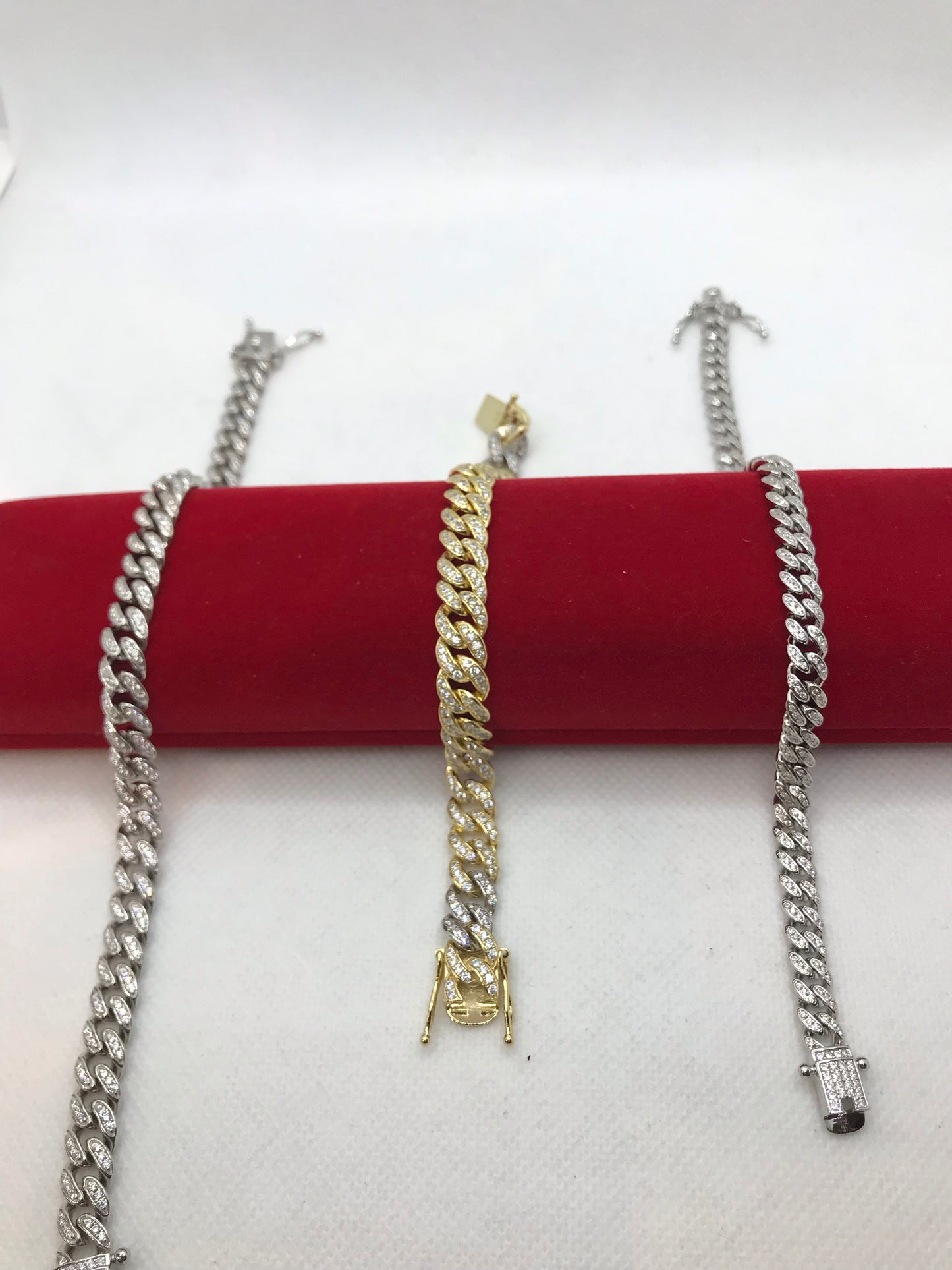 Bracelet cubain en argent sterling avec maillons glacés