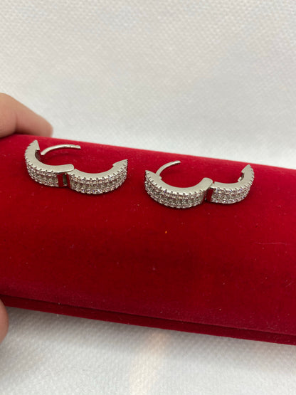 Créoles américaines en argent sterling avec diamants