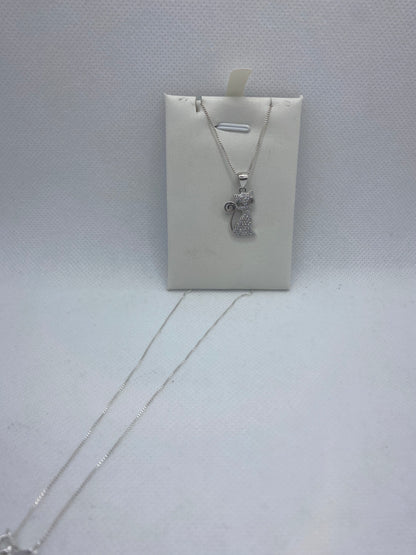 Collier chaton en argent véritable