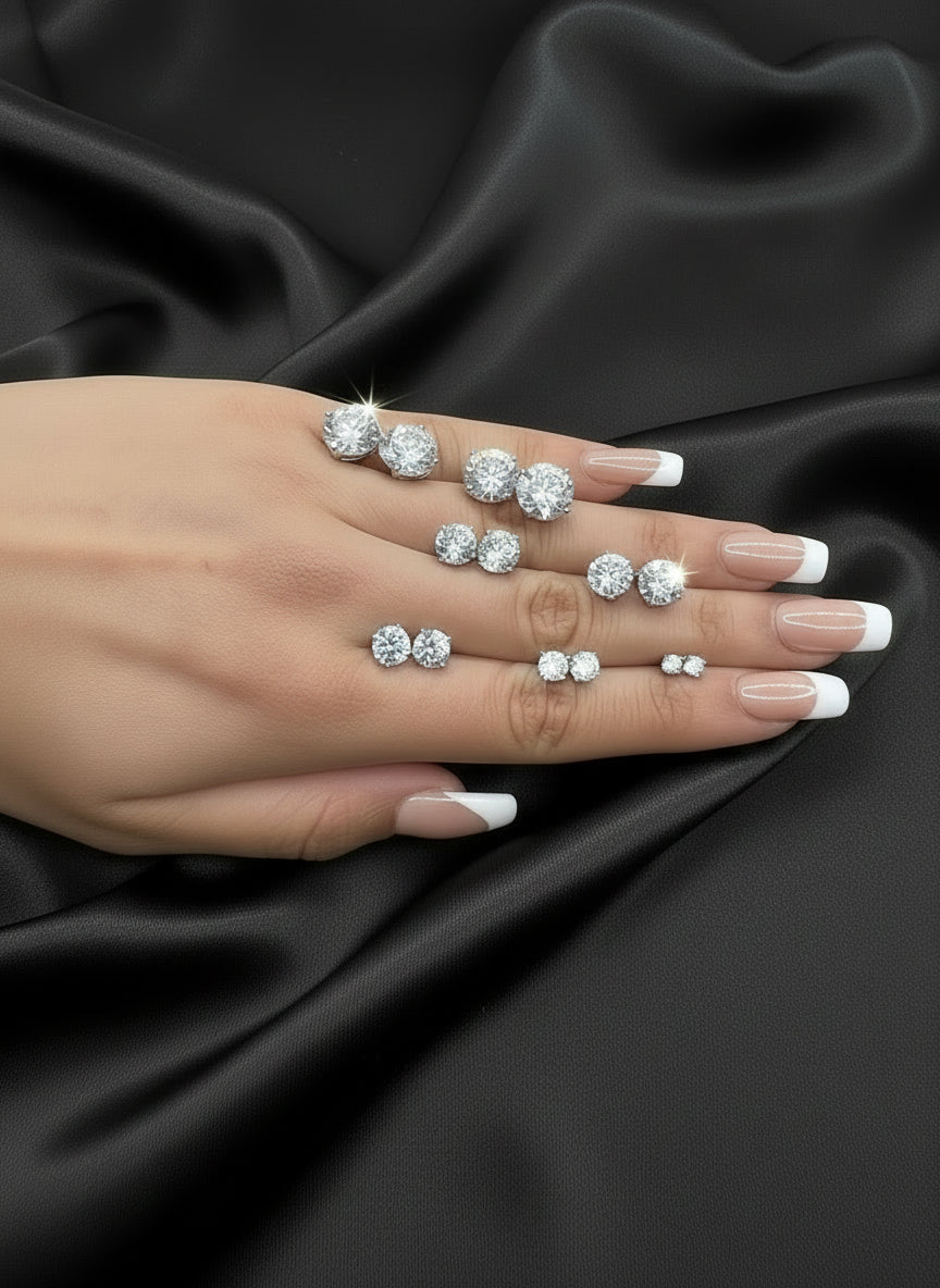 Real Silver Studs (round stone)