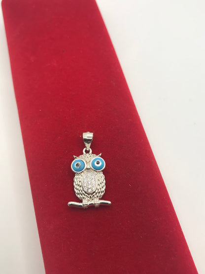 Pendentif hibou en argent sterling