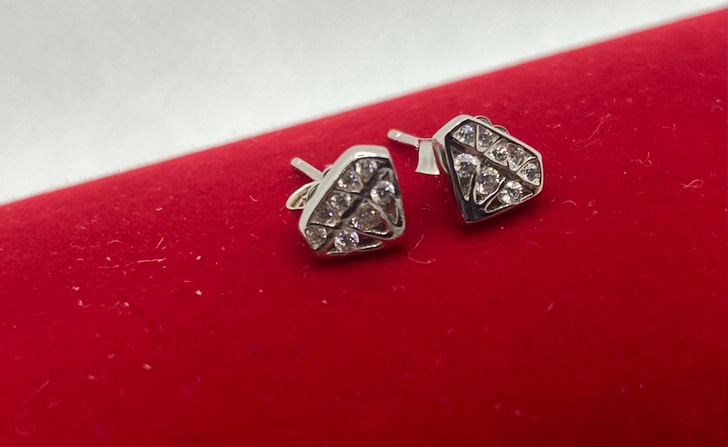 Boucles d'oreilles à tige en argent véritable et diamant