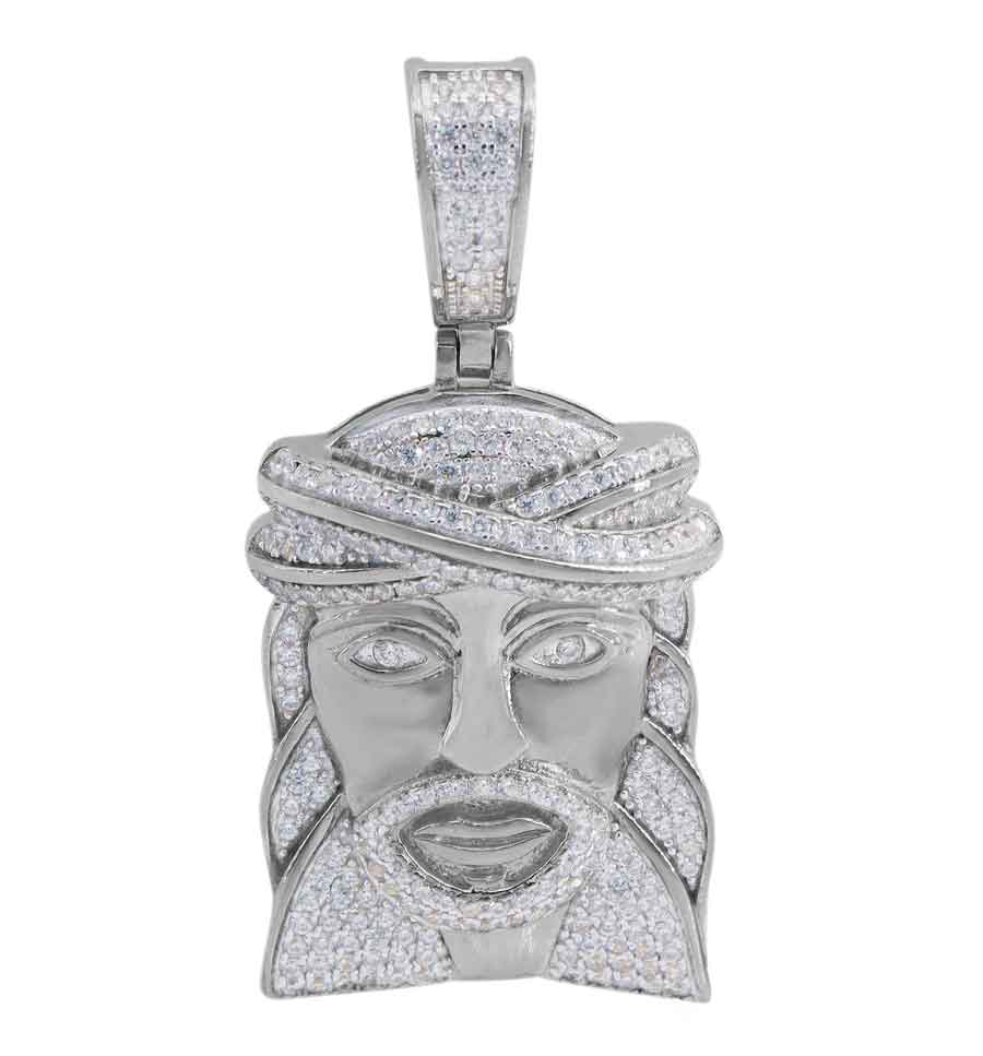 Pendentif visage de Jésus en argent sterling