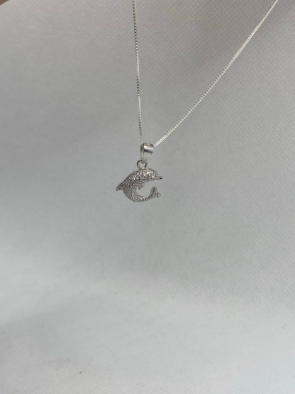 Collier dauphin en argent véritable