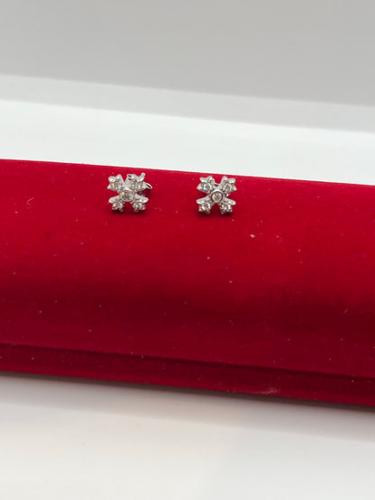 Boucles d'oreilles trèfle à 4 feuilles en argent véritable