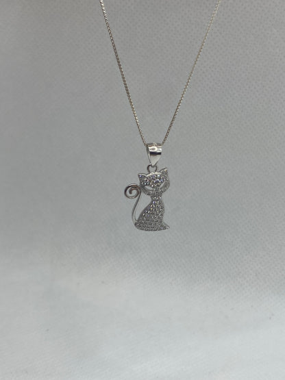 Collier chaton en argent véritable