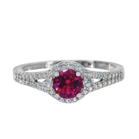 Bague en argent véritable avec pierre rose