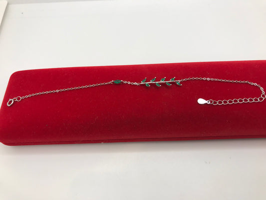 Bracelet en argent sterling avec pierre émeraude