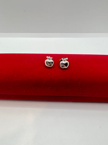 Boucles d'oreilles à tige en argent véritable en forme de pomme