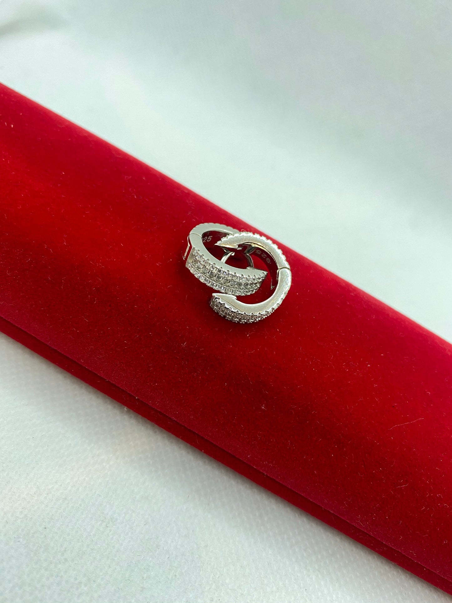 Créoles américaines en argent sterling avec diamants