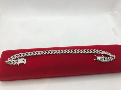 Bracelet cubain en argent sterling avec maillons glacés