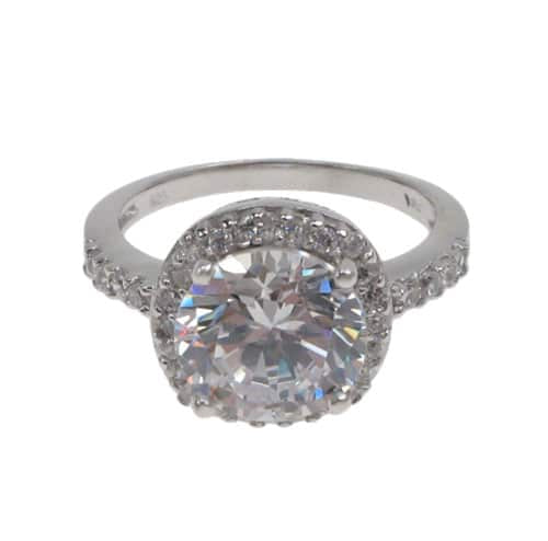 Bague halo en argent véritable