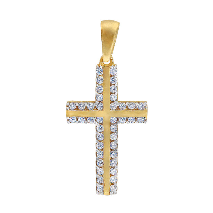 Pendentifs croix en or 10 carats avec pierre CZ