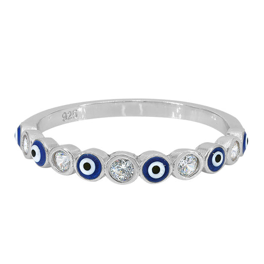 Sterling silver evil eye ring