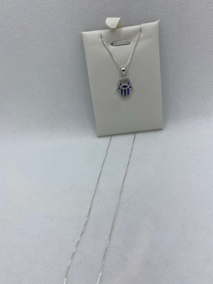 Sterling silver hamsa hand necklace