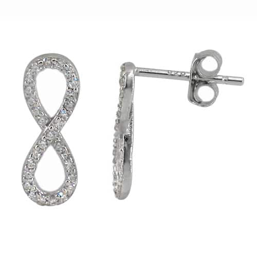 Boucles d'oreilles à tige en argent sterling 925 avec symbole de l'infini