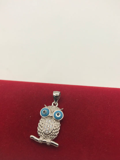 Pendentif hibou en argent sterling