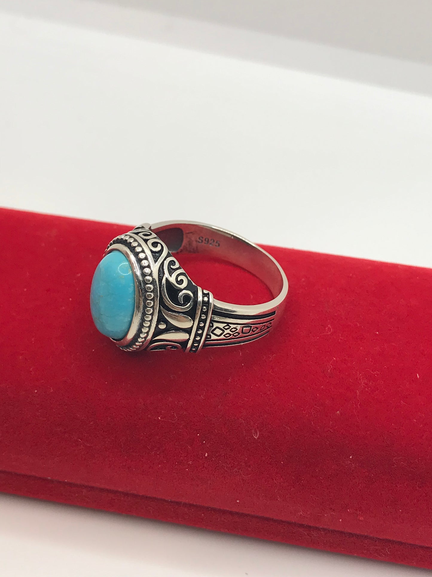 Bague en argent sterling avec pierre turquoise